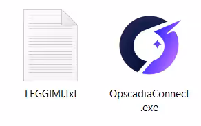 Contenuto dello ZIP: LEGGIMI.txt e OpscadiaConnect.exe